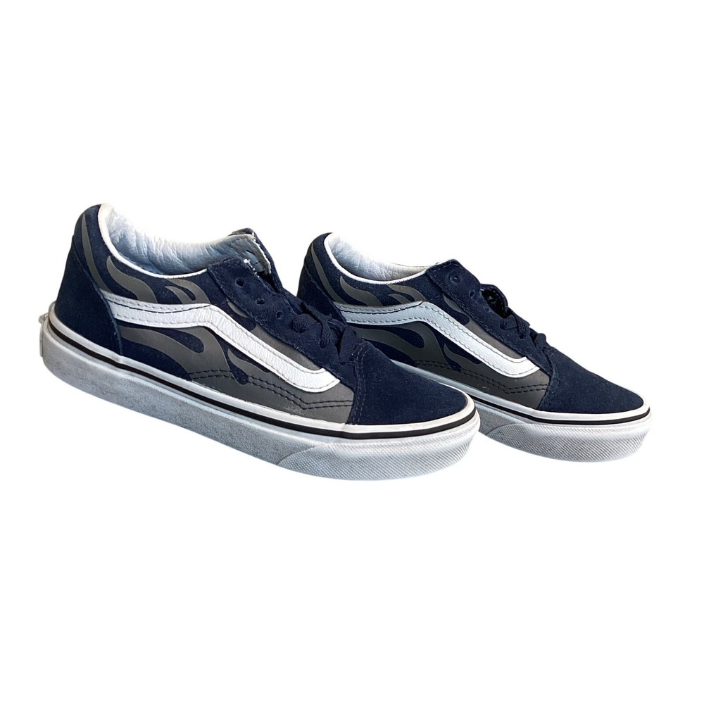 Vans Old Skool Kids 13.5 Navy Blue Flame Sneakers Youth Skate Shoes‎ EU 31 - Picture 3 of 11